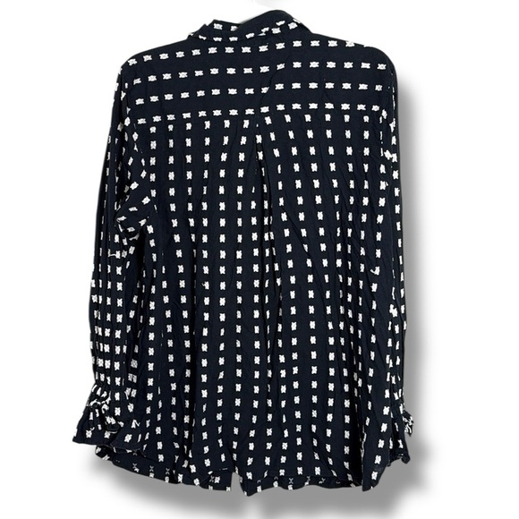 Garnet Hill Tabitha Organic Cotton Button Down Tunic Size Large Black & White - Picture 7 of 7